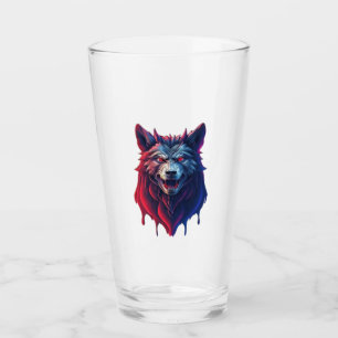 A detailed illustration face evil ninja wolf Premi Glass