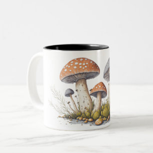A Detailed Illustration of Mushrooms  Two-Tone Coffee Mug