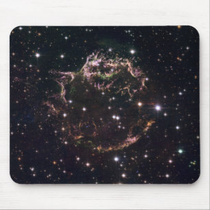 A detailed view at the tattered remains mouse pad