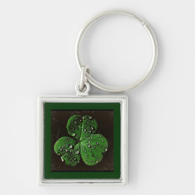 A Dew Covered Shamrock Key Ring (Front)