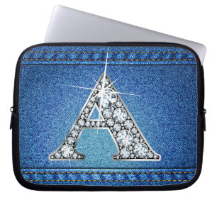 A "Diamond" Denim Stitching Electronics Bag