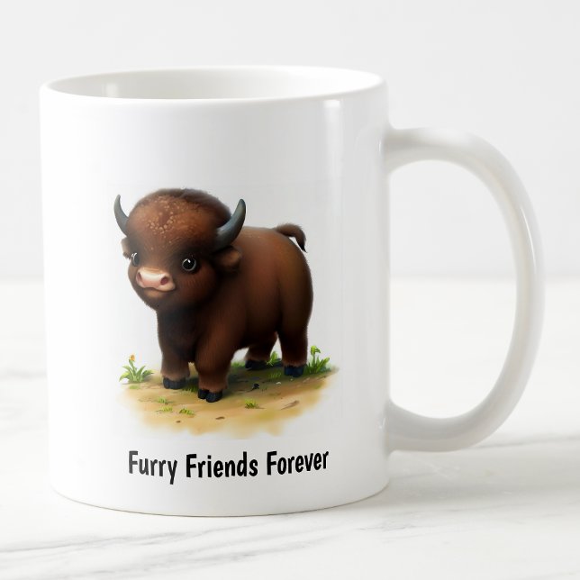 A Digital Painting of a Cute American Bison Coffee Mug (Creator Uploaded)