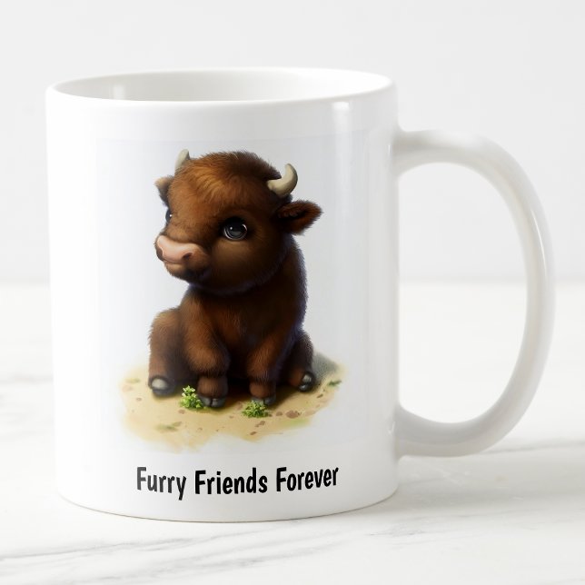 A Digital Painting of a Cute American Bison Coffee Mug (Creator Uploaded)