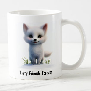 A Digital Painting of a Cute Arctic Fox Coffee Mug