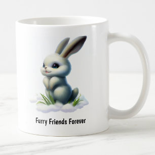 A Digital Painting of a Cute Arctic Hare Coffee Mug