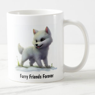 A Digital Painting of a Cute Arctic Wolf Coffee Mug