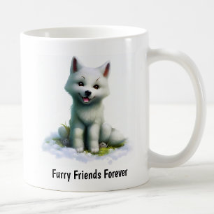 A Digital Painting of a Cute Arctic Wolf Coffee Mug