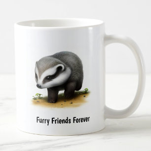 A Digital Painting of a Cute Badger Coffee Mug
