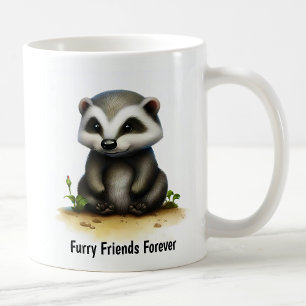 A Digital Painting of a Cute Badger Coffee Mug