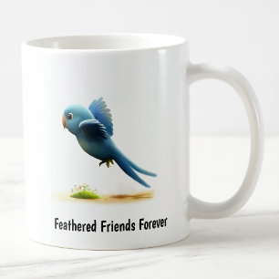 A Digital Painting of a Cute Blue-Headed Parrot Coffee Mug