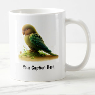A Digital Painting of a Cute Bronze-Winged Parrot Coffee Mug