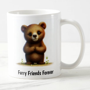 A Digital Painting of a Cute Brown Bear Coffee Mug