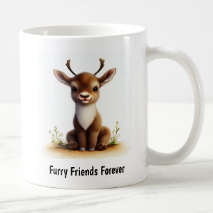 A Digital Painting of a Cute Caribou Coffee Mug