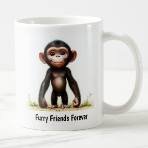 A Digital Painting of a Cute Chimpanzee Coffee Mug