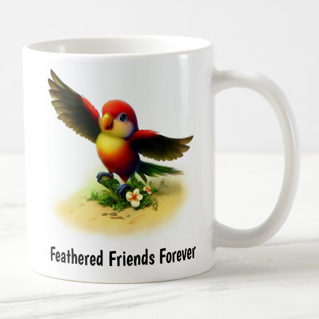 A Digital Painting of a Cute Collared Lory Coffee Mug (Creator Uploaded)