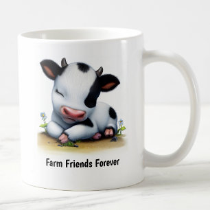 A Digital Painting of a Cute Cow Coffee Mug