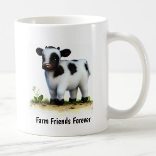 A Digital Painting of a Cute Cow Coffee Mug