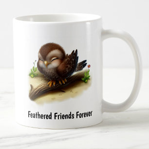A Digital Painting of a Cute Hawk Coffee Mug