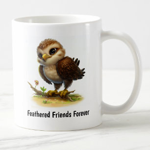 A Digital Painting of a Cute Hawk Coffee Mug