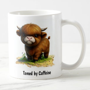 A Digital Painting of a Cute Highlander Cattle Coffee Mug