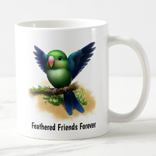 A Digital Painting of a Cute Indigo-Winged Parrot Coffee Mug