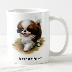 A Digital Painting of a Cute Japanese Chin Coffee Mug