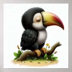 A Digital Painting of a Cute Keel-billed Toucan Poster
