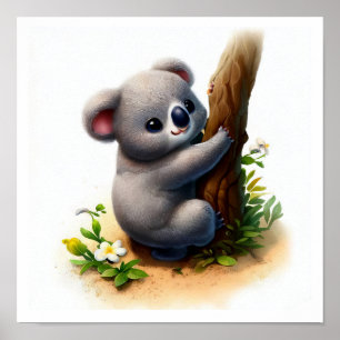 A Digital Painting of a Cute Koala Poster