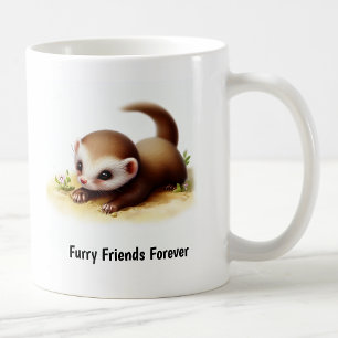 A Digital Painting of a Cute Least Weasel Coffee Mug