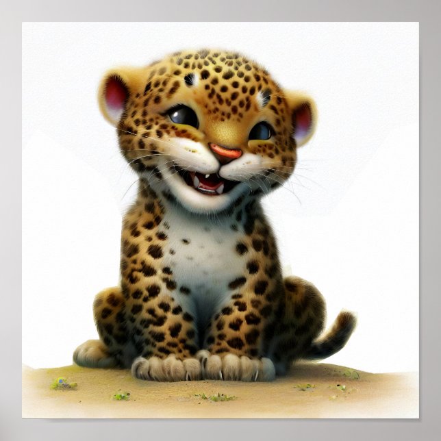 A Digital Painting of a Cute Leopard Cub Poster (Front)