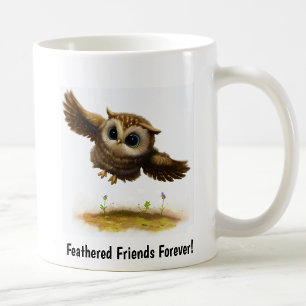 A Digital Painting of a Cute Long-eared Owl Coffee Mug