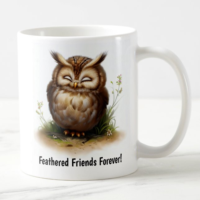 A Digital Painting of a Cute Long-eared Owl Coffee Mug (Creator Uploaded)