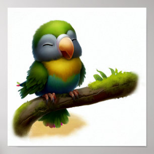 A Digital Painting of a Cute Masked Shining Parrot Poster