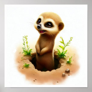 A Digital Painting of a Cute Meerkat Poster