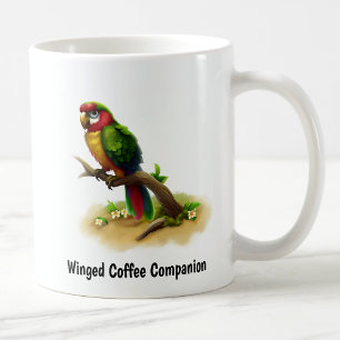 A Digital Painting of a Cute Military Macaw Coffee Mug