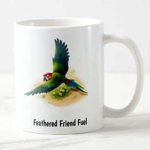 A Digital Painting of a Cute Military Macaw Coffee Mug