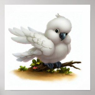 A Digital Painting of a Cute Moluccan Cockatoo Poster