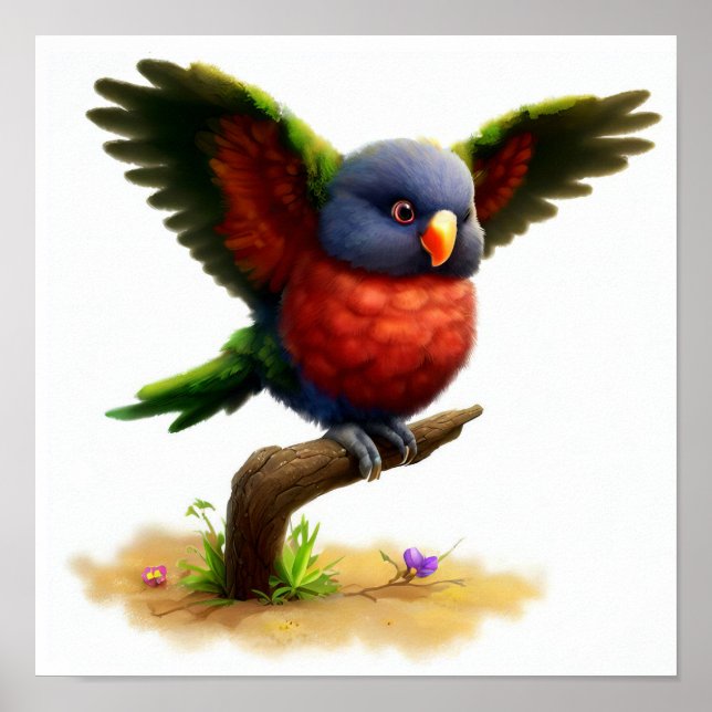 A Digital Painting of a Cute Mount Apo Lorikeet Poster (Front)