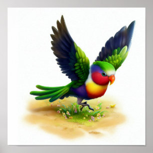 A Digital Painting of a Cute Ornate Lorikeet Poster