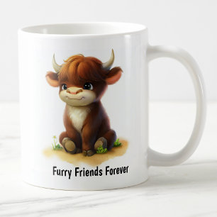 A Digital Painting of a Cute Young Bull Coffee Mug