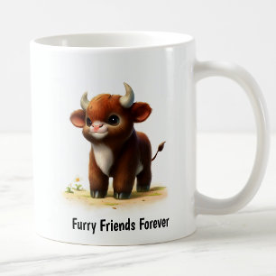 A Digital Painting of a Cute Young Bull Coffee Mug