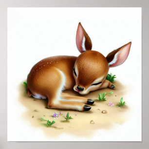 A Digital Painting of a Cute Young Impala Poster