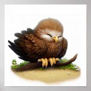 A Digital Painting of a Cute Young Imperial Eagle Poster