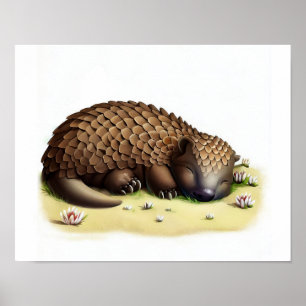 A Digital Painting of a Cute Young Indian Pangolin Poster