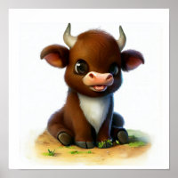 A Digital Painting of a Cute Young Ox