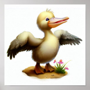 A Digital Painting of a Cute Young Pelican Poster