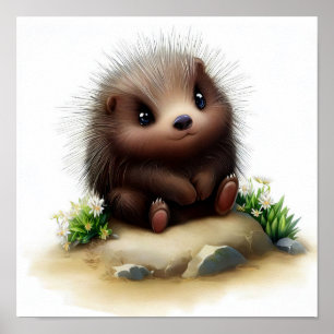 A Digital Painting of a North American Porcupine Poster