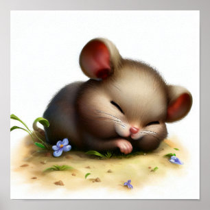 A Digital Painting of a Young Cute Rat Poster