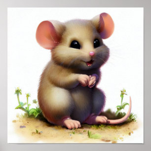 A Digital Painting of a Young Cute Rat Poster