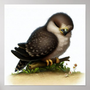 A Digital Painting of a Young Peregrine Falcon Poster